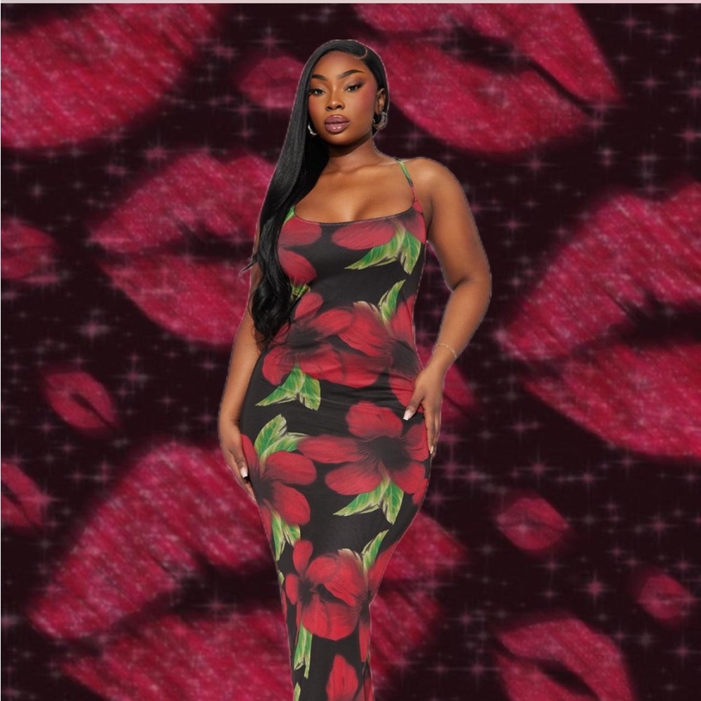 Floral Bodycon Dress 🍷✨